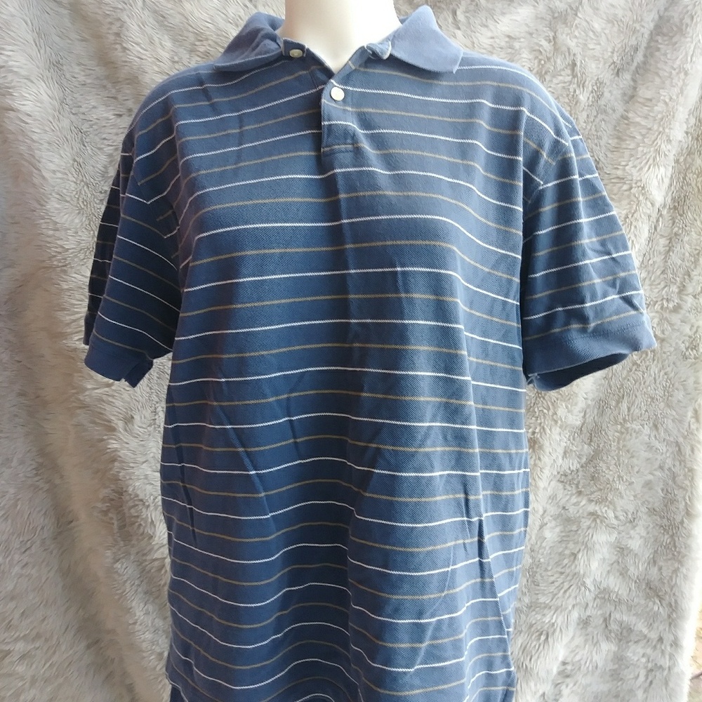 4 for $20 Men's Dark Blue Striped Polo